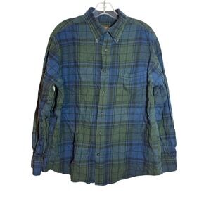 ST JOHNS BAY Mens Long Sleeve Plaid Flannel Shirt‎ Blue Green L G